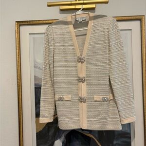 St. John Cream and Silver Striped Jacket